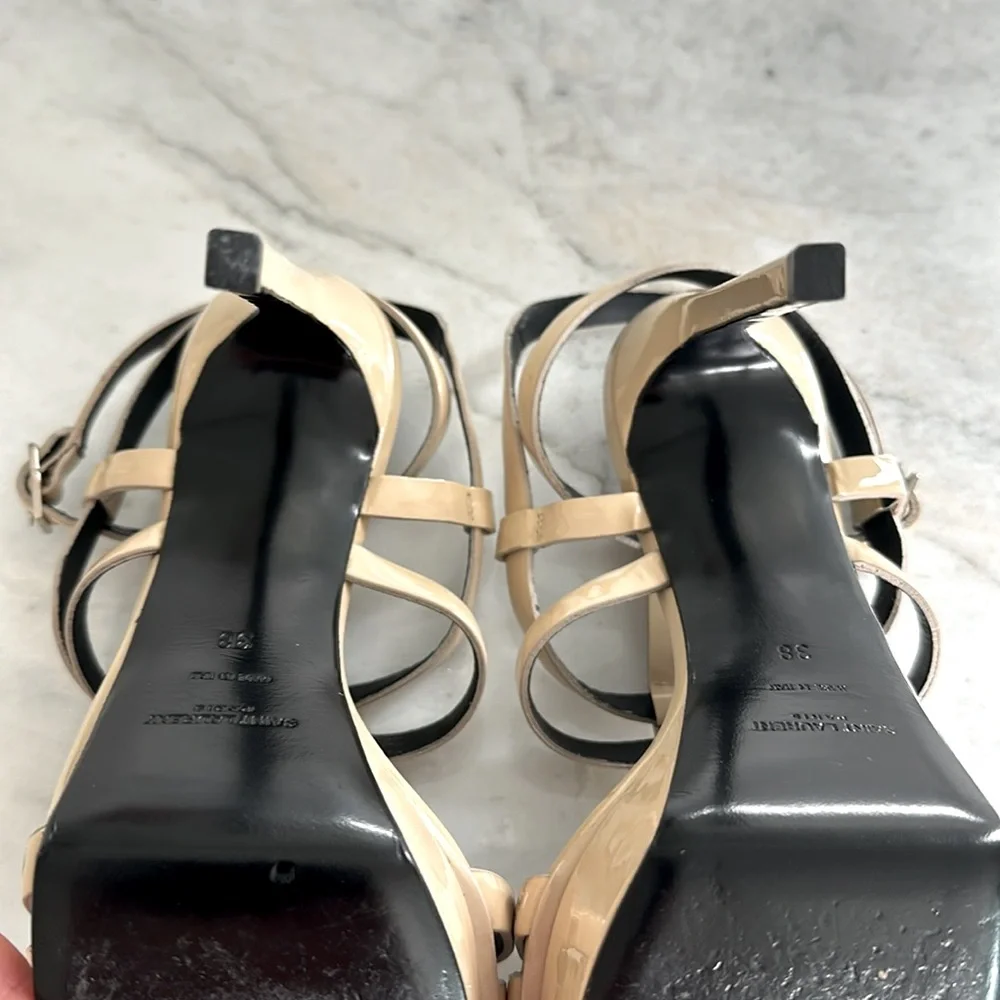 Saint Laurent T-strap Multi Strap  Patent Cream Sandals Size 8 - Picture 6 of 8